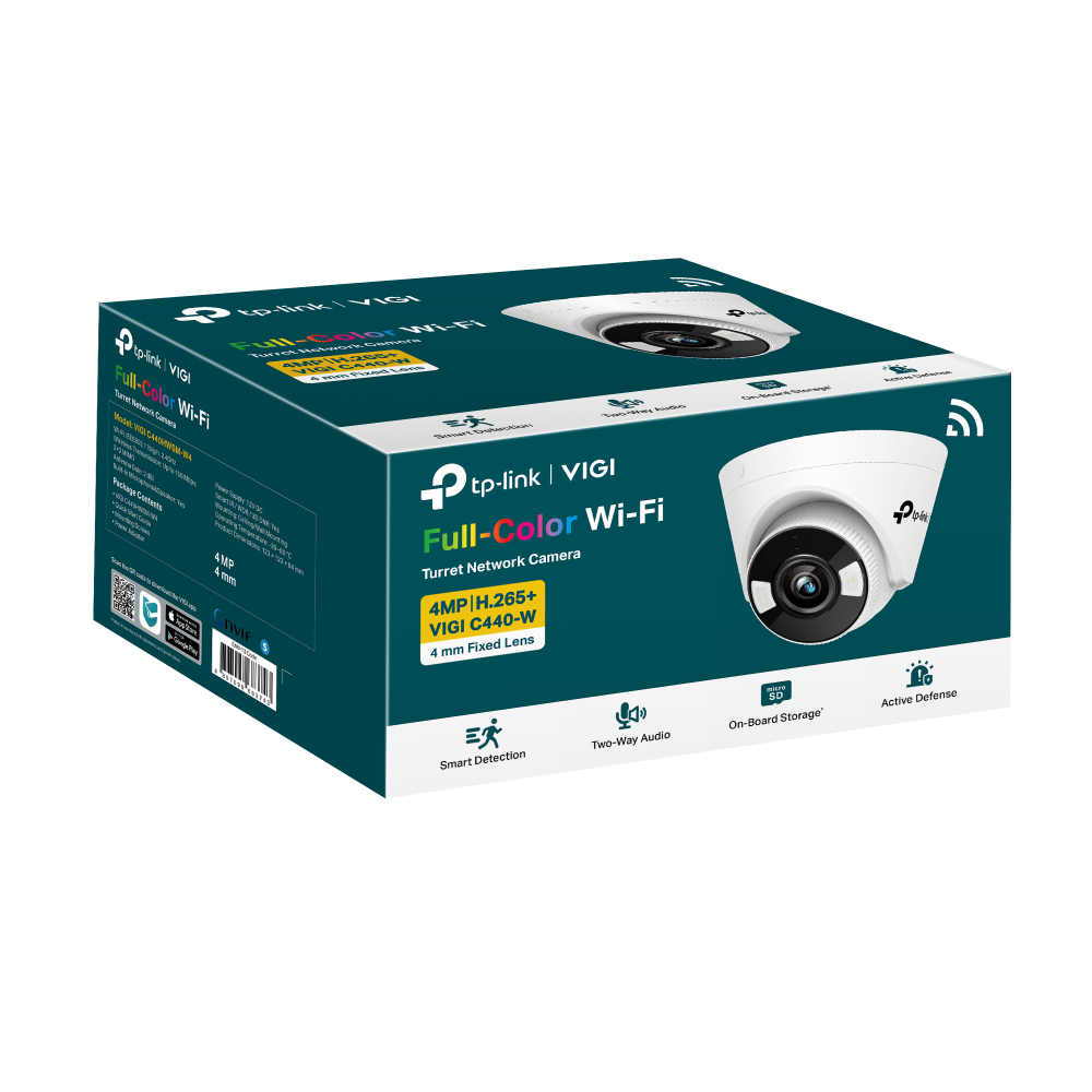 TP-Link VIGI C440-W 4MP Ultra-High Definition Full-Color Wi-Fi Turret Network CCTV Camera | Smart Detection | Two-Way Audio TP-Link VIGI C440-W 4MP Ultra-High Definition Full-Color Wi-Fi Turret Network CCTV Camera | Smart Detection | Two-Way Audio